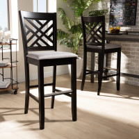 Baxton Studio RH317B-Grey/Dark Brown-BS Jason Modern and Contemporary Grey Fabric Upholstered and Espresso Brown Finished Wood 2-Piece Bar Stool Set